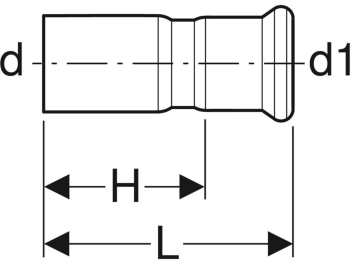 Mapress Therm Reduktion mit Einschubende - d=54mm, d1=42mm