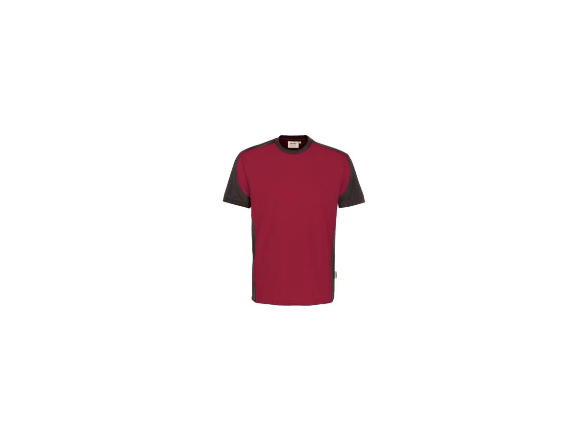 T-Shirt Contrast Perf. S weinrot/anth. - 50% Baumwolle, 50% Polyester, 160 g/m²