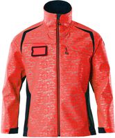 Soft Shell Jacke Reflexeffekte Gr. 2XL - hi-vis rot/schwarzblau, 100% PES