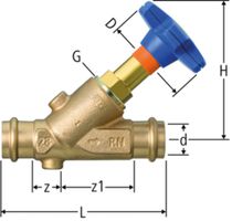 Optipress-Aquaplus-Schrägsitzventil - mit Easy-Top-Oberteil, PN 16, Rotguss