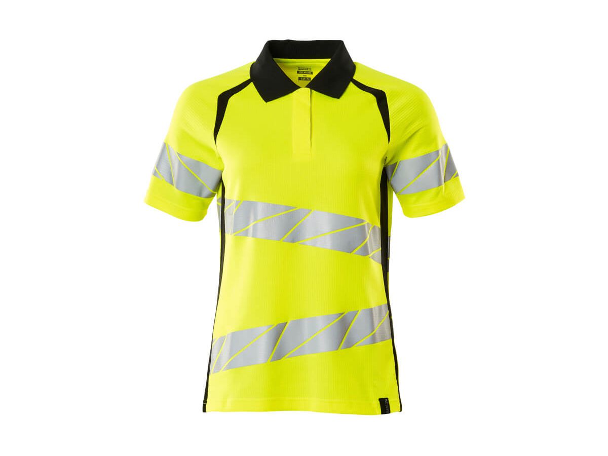 Polo-Shirt, Damenpassform, Gr. 4XL ONE - hi-vis gelb/schwarz, 94%PES/6% EL