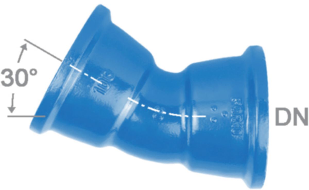 Hochdruckguss Bogen 30° 2 Steckmuffen - Fig. 2823A