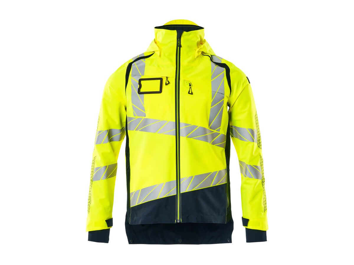 Hard Shell Jacke leichtes Futter Gr. 4XL - hi-vis gelb/schwarzblau, 100% PES