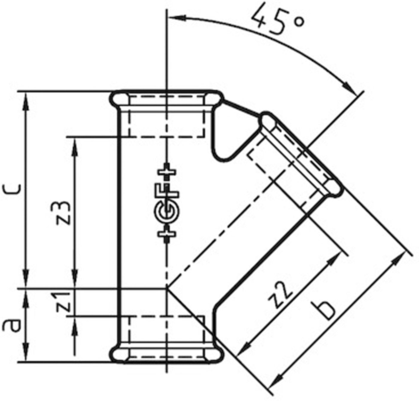 T 45° +GF+ 165 verzinkt