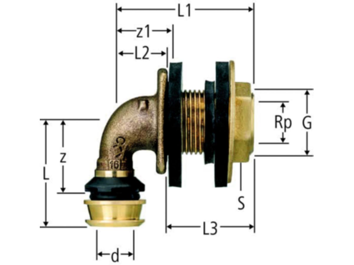 Optiflex-Flowpress-Wanddurchführungsw. - PN10, Rotguss