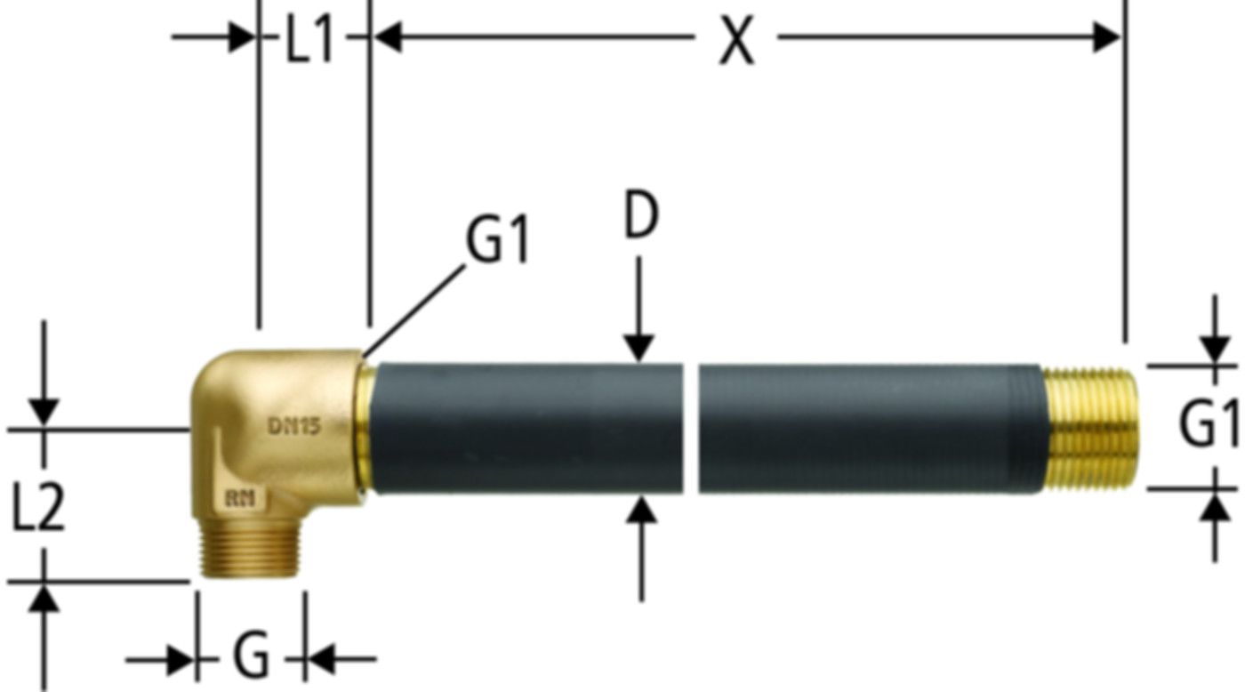 Verlängerungsrohr mit Eckgehäuse - Nr. 40086