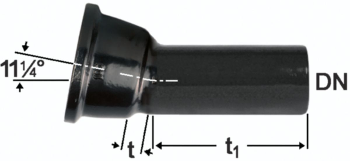 Hochdruckguss Bogen 11° - Fig. 2825, Steckmuffe und Spitzende