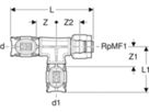 Geberit Übergangs-T-Stücke mit MasterFix - FlowFit d1 Ø 16 mm