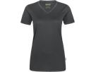 Damen-V-Shirt COOLMAX Gr. XS, anthrazit - 100% Polyester, 130 g/m²