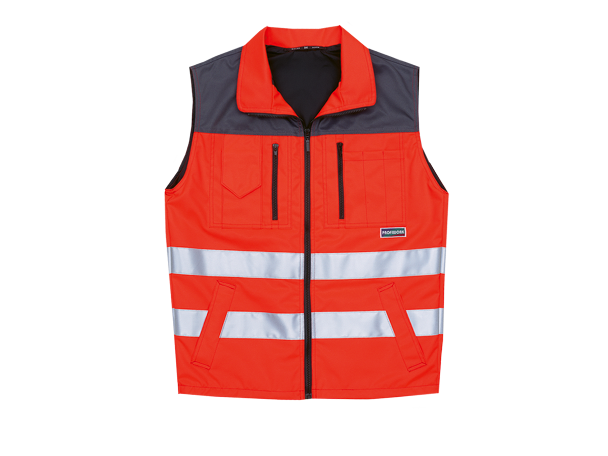 Warnschutz-Gilet Gr. XL - Leuchtrot/graues mit Reflexstreifen