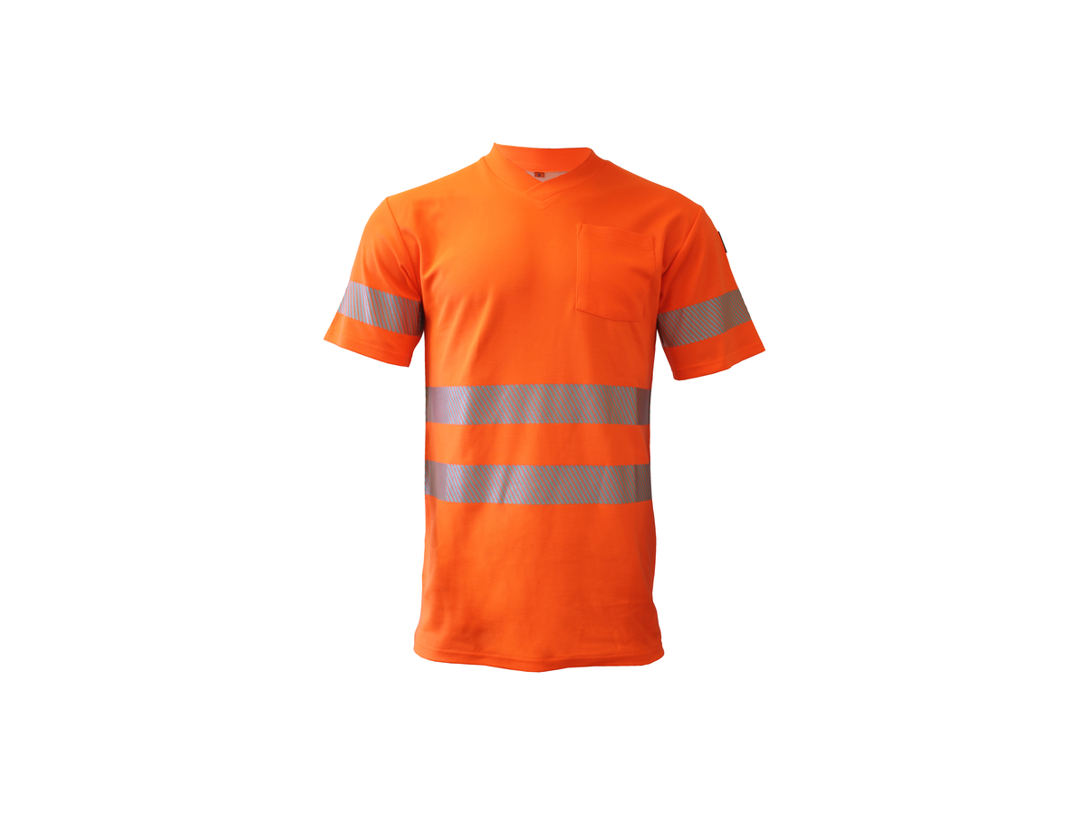 Bormio Säntis T-Shirt, Kurzarm UPF 40 - leuchtorange, mit Reflexstreifen