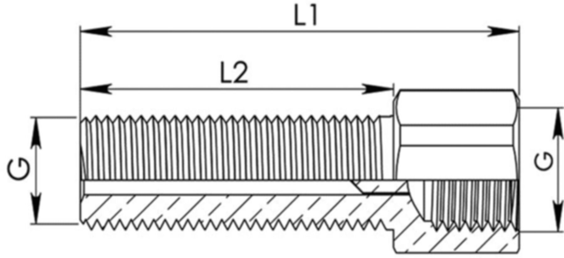 Gewindeverlängerung mit 6-kant - Messing