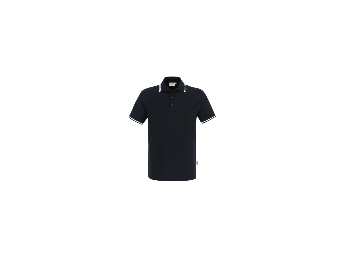 Poloshirt Twin-Stripe L schwarz/weiss - 100% Baumwolle