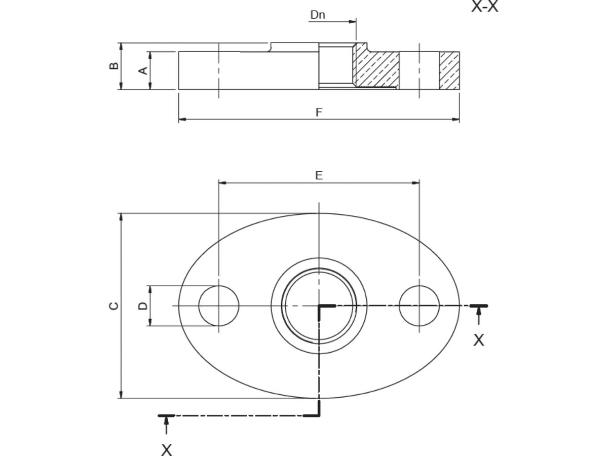 Rotguss Wassermesser-Flansch IG - Gummidichtung NBR PN10/40, PN16