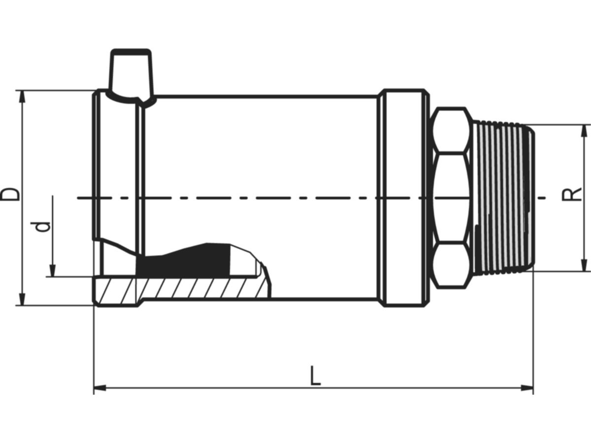 Übergangsstücke mit AG für Gas ALIAXIS - FRIALEN USTN d 32 mm / AG (R) 1 Zoll