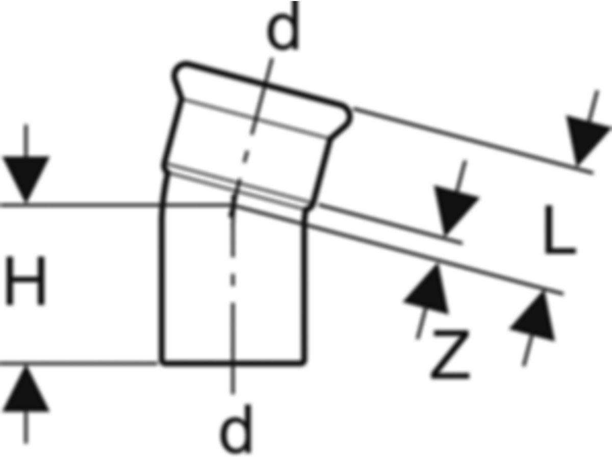 Mapress Bogen 15° Edelstahl 1.4401 22 - mit Steckende