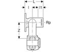 Geberit Doppelanschlusswinkel 90° - FlowFit d1 Ø 20 / d Ø 25 mm