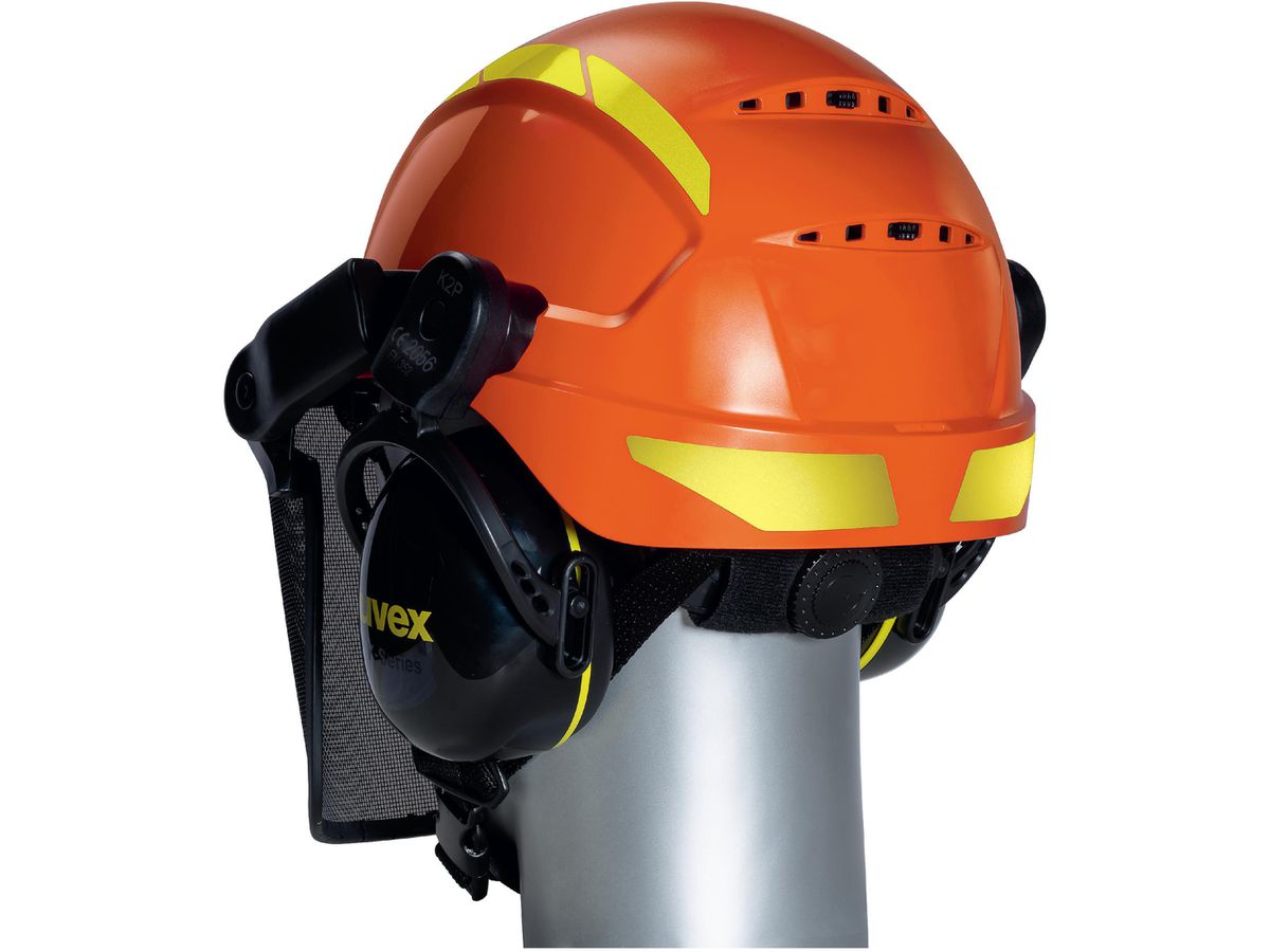 UVEX pheos forestry Schutzhelm orange - mit Metallvisier und Gehörschutz