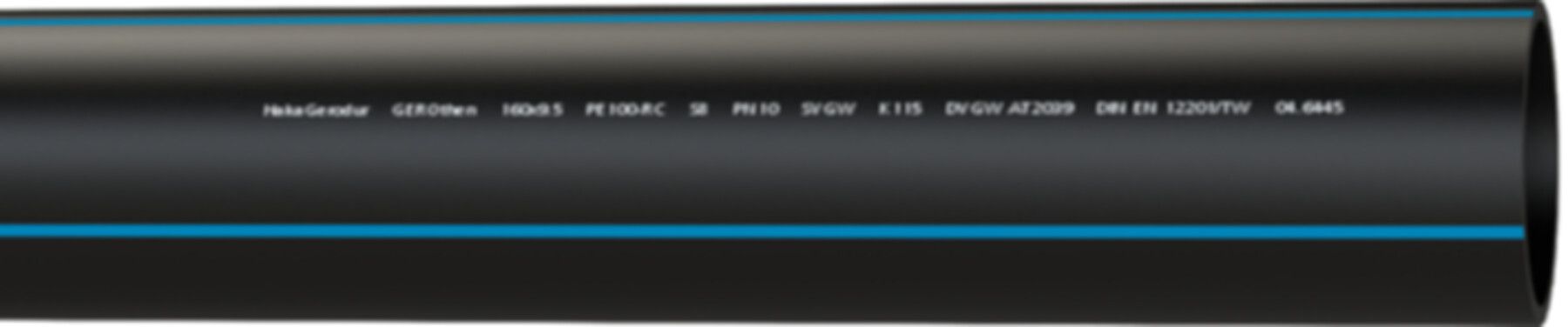 HDPE-Druckrohr PE100 S-5/PN16 - blau-gestreift für Wasser Stg. à 10 m.