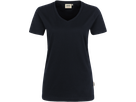 Damen-V-Shirt Performance Gr. L, schwarz - 50% Baumwolle, 50% Polyester