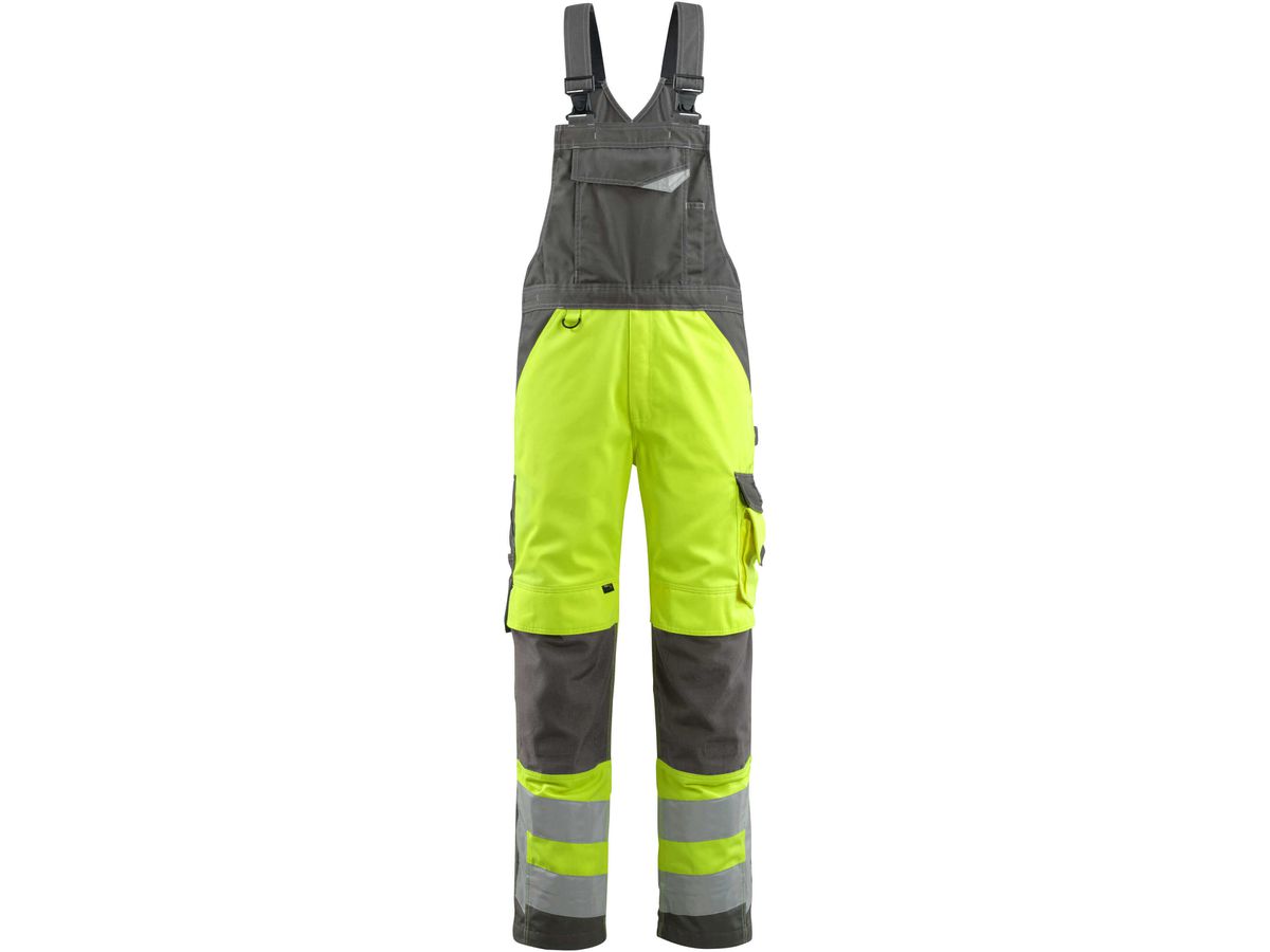 Latzhose mit Knietaschen, Gr. 76C50 - hi-vis gelb/dunkelanthrazit