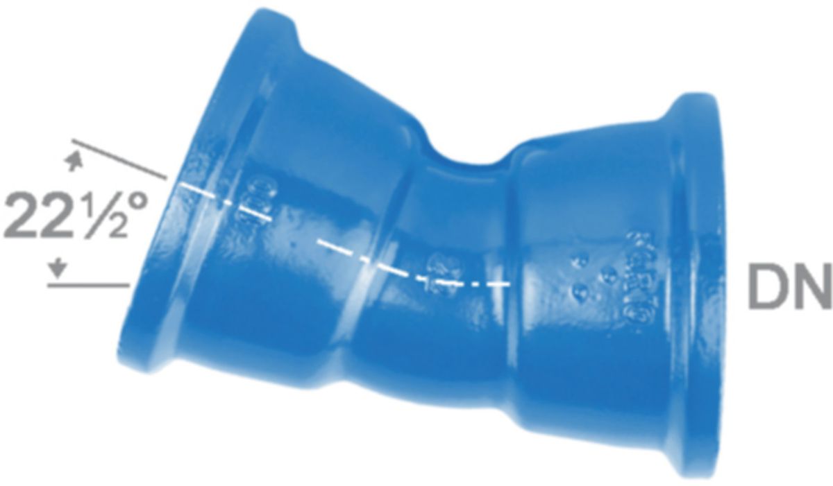 Hochdruckguss Bogen 22° 2 Steckmuffen - Fig. 2824A