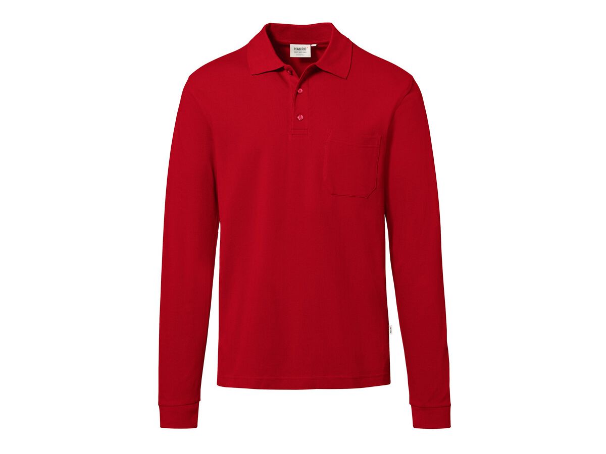 Longsleeve-Pocket-Poloshirt Top - 100% Baumwolle, 200 g/m²