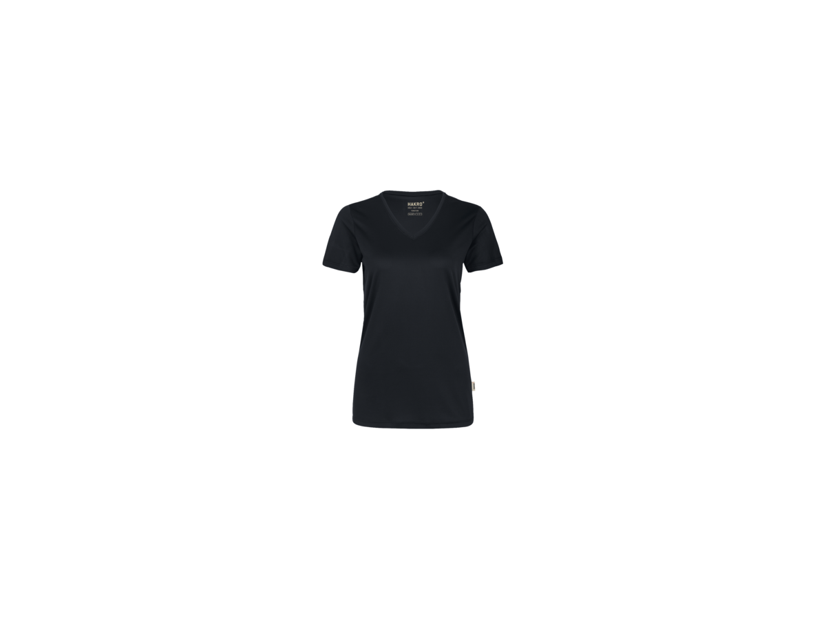 Damen-V-Shirt COOLMAX Gr. XS, schwarz - 100% Polyester, 130 g/m²