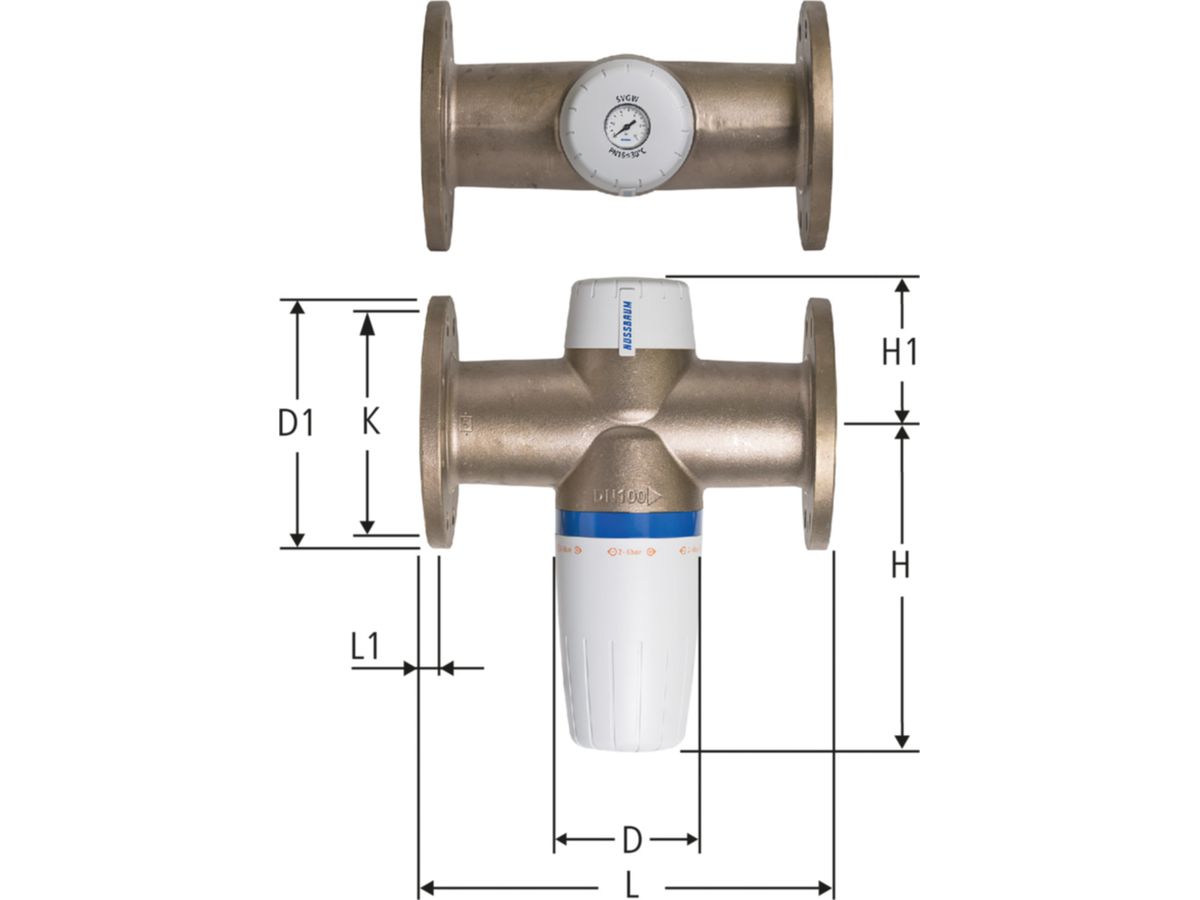 Optipress-Druckreduzierventil PN 16 - inkl. Manometer mit Flansch