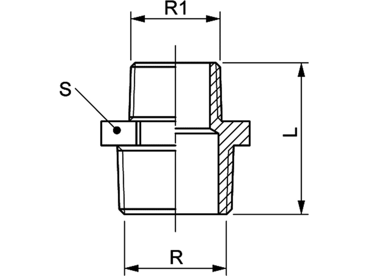 Doppelnippel reduziert Nr.245 11/4-3/4" - Messing