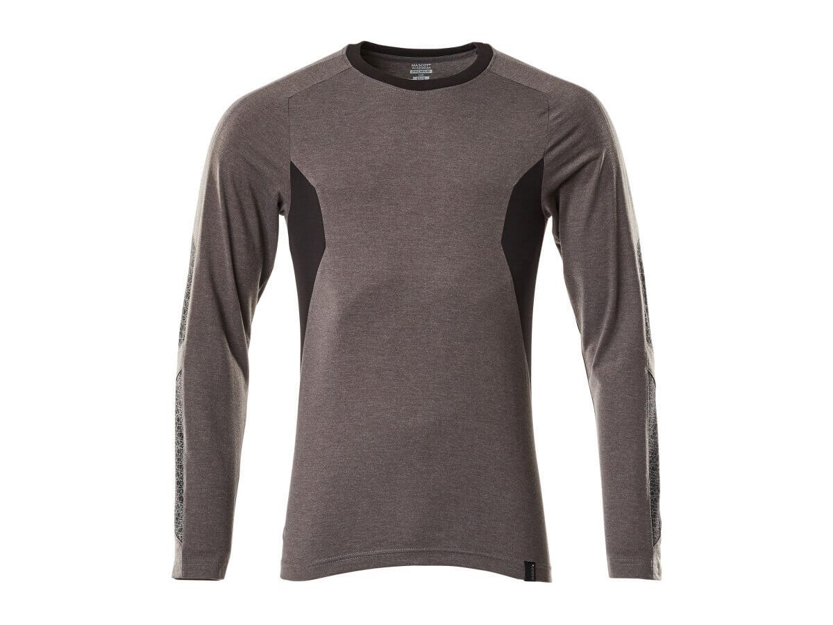 T-Shirt langarm, Modern Fit, Gr. L  ONE - dunkelanthrazit/schwarz, 60% CO/40% PES
