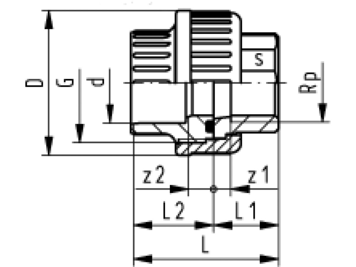 Üg Verschr IG PVC-U/EPDM PN16 d40-11/4 - Metrisch