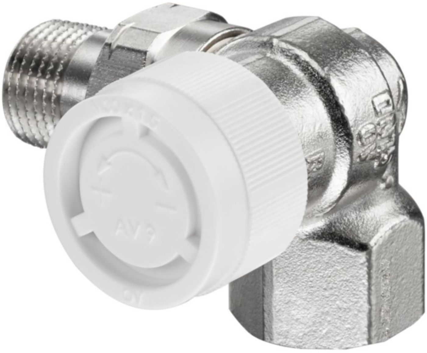 Ventil für Thermostat Typ AV9, Winkeleck - Ventilmontage rechts / links