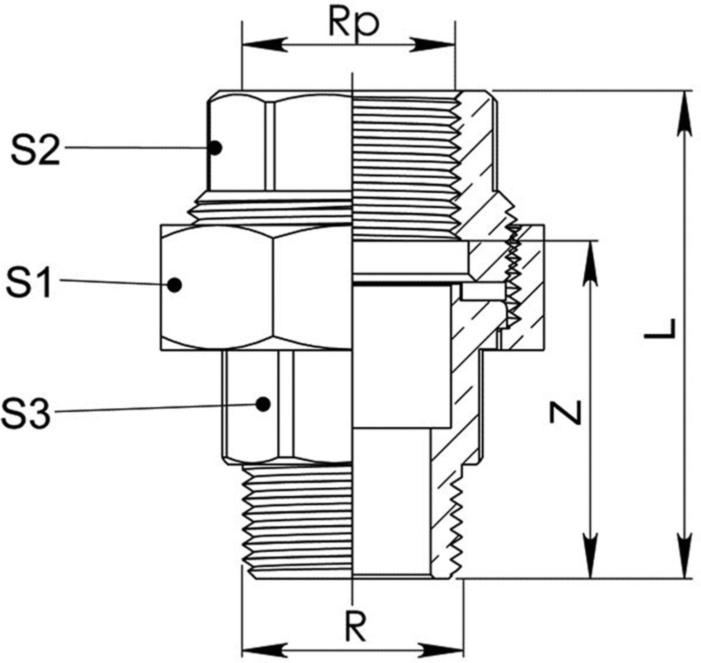 Rohrverschraubung Rotguss, flachdichtend - mit AG und IG