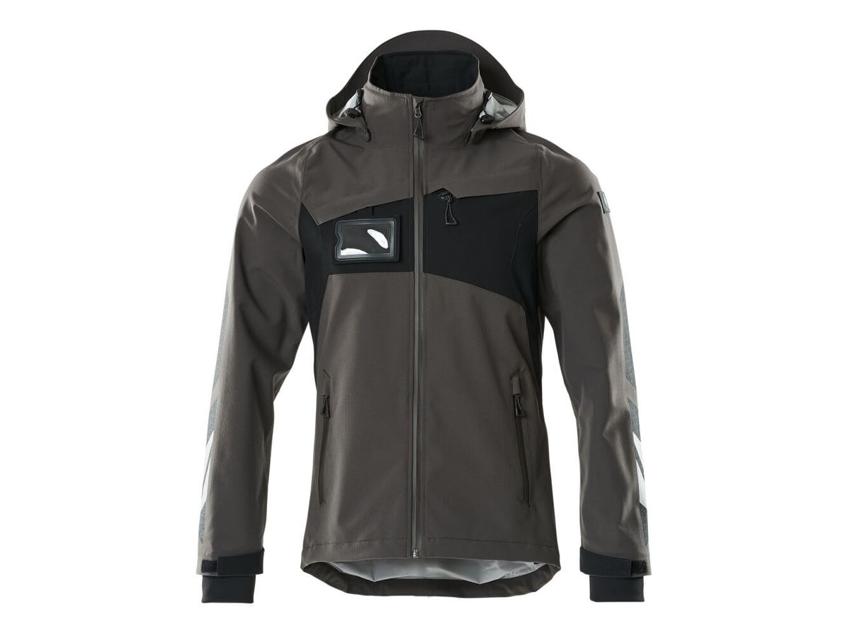 Hard Shell Jacke leicht, Gr. L - dunkelanthrazit/schwarz, 100% PES