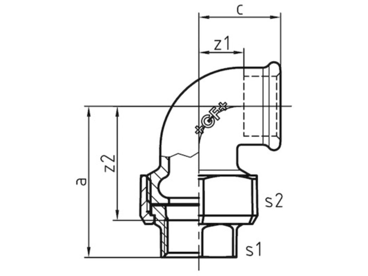 Winkel +GF+ verz. Nr. 95 11/2"