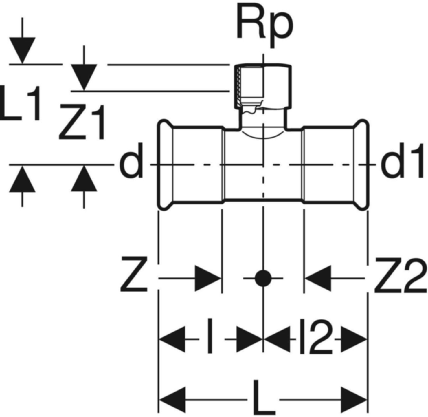 Mapress Therm T-Stück mit Innengewinde