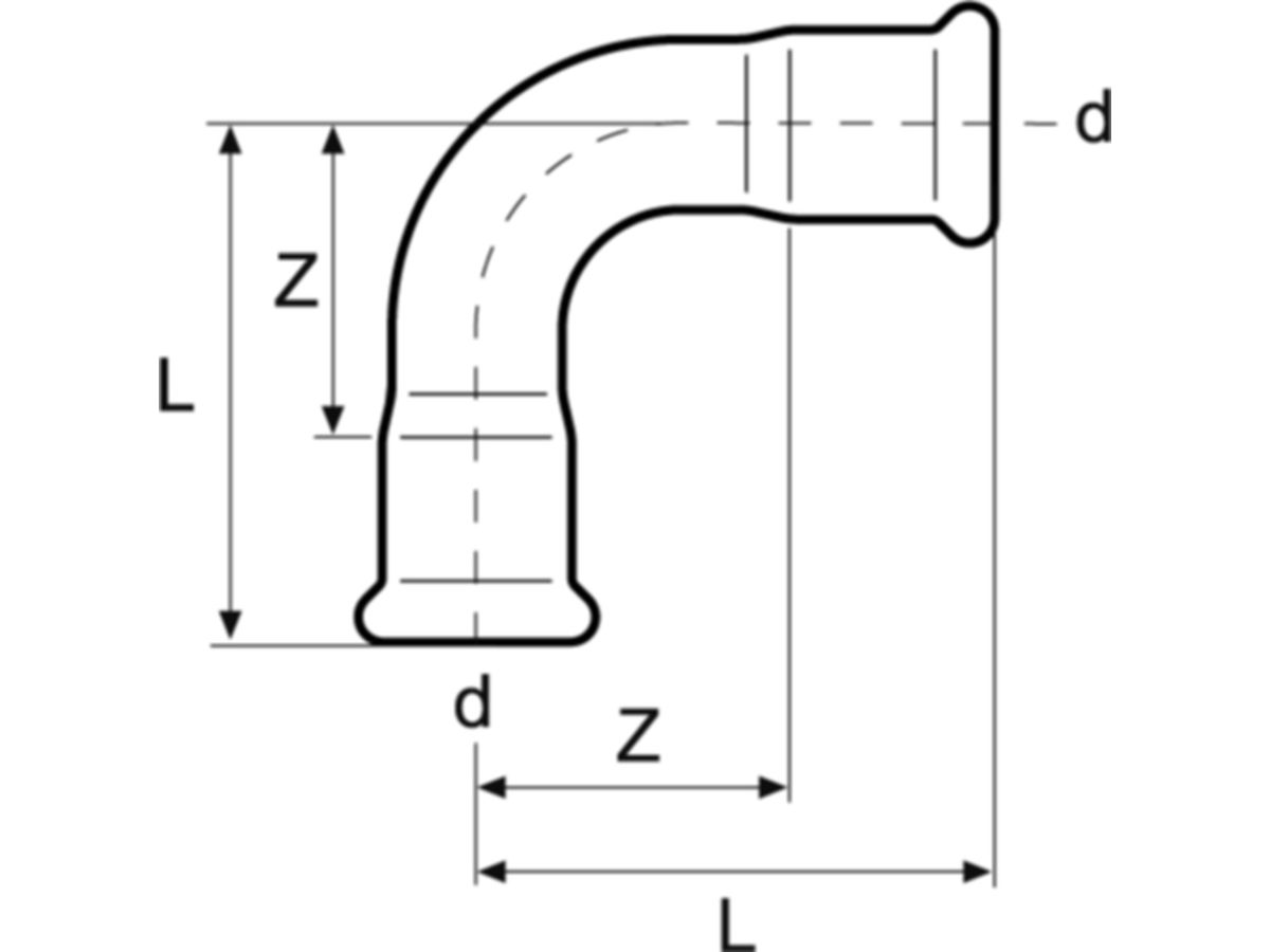Bogen 90° C-Stahl 15 mm