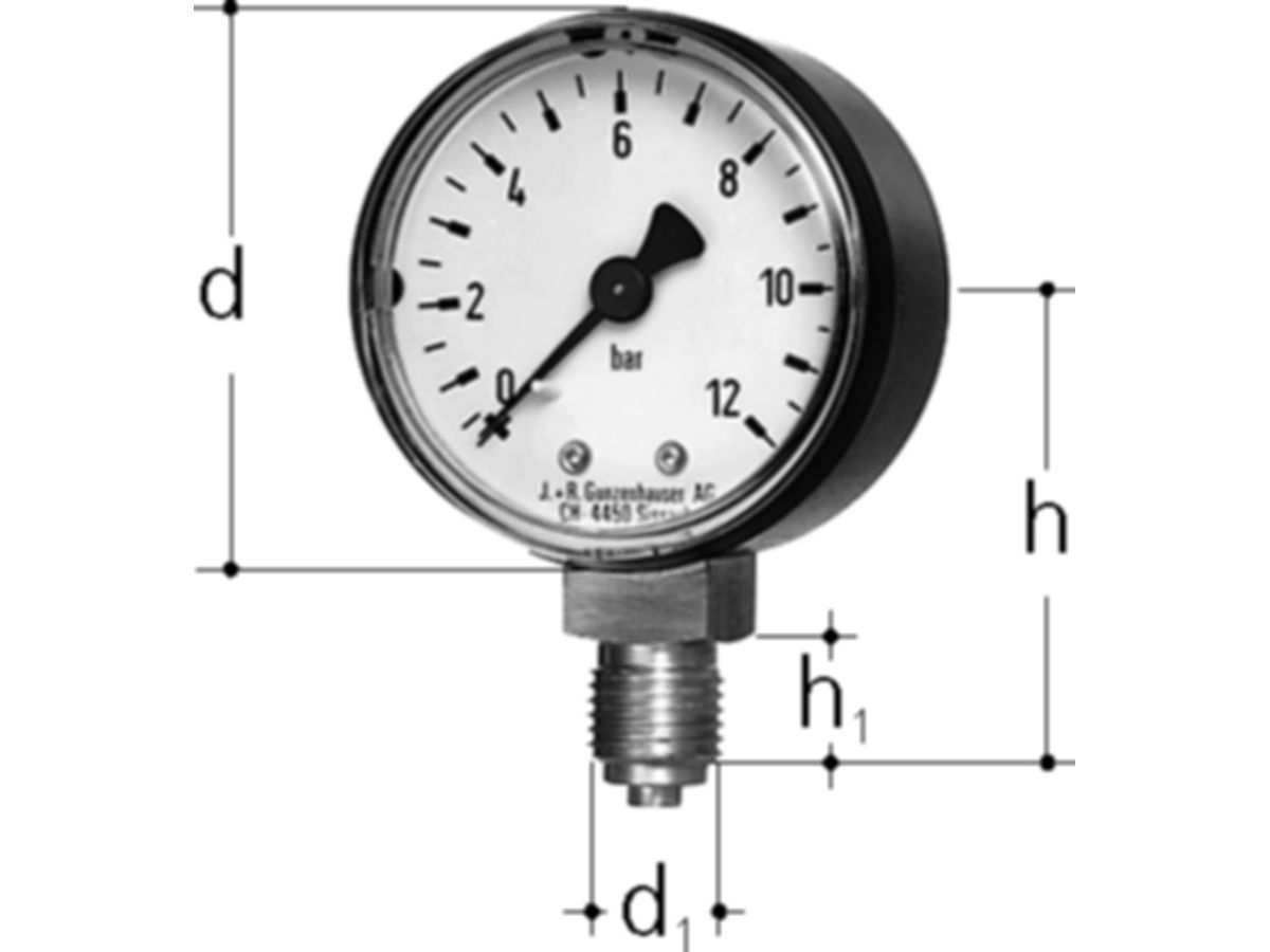 Manometer JRG - Anschluss unten