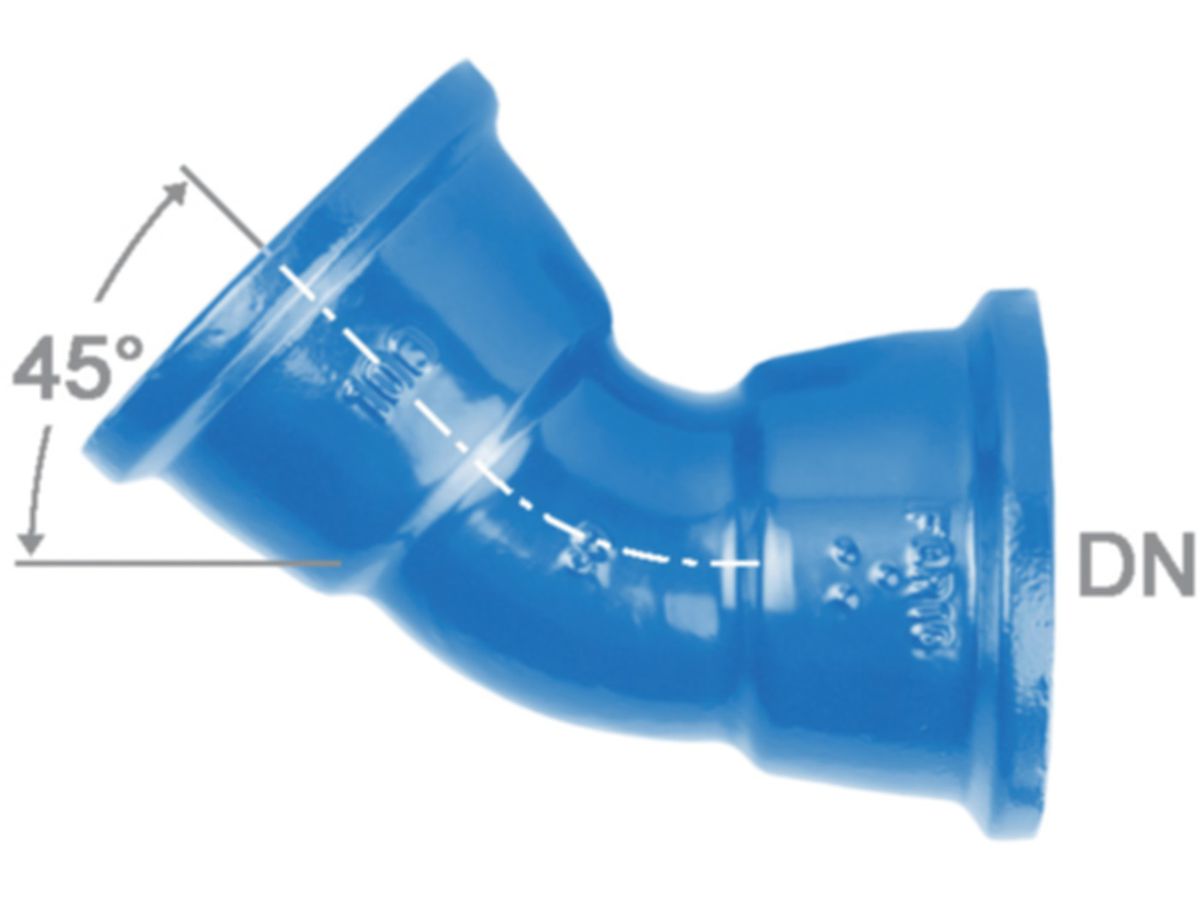 Hochdruckguss Bogen 45° 2 Steckmuffen - Fig. 2822A