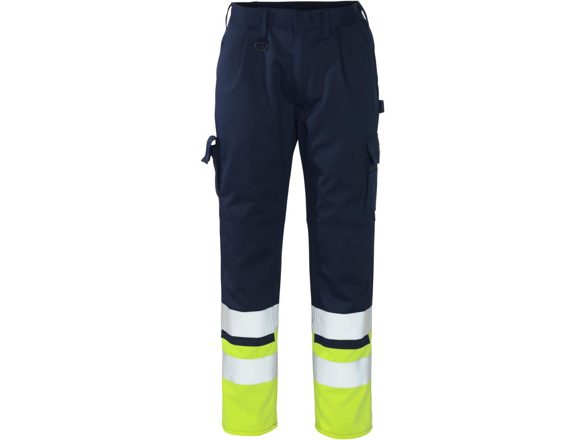 Hose mit Knietaschen, Gr. 76C52 - marine/hi-vis gelb, 65% PES / 35% CO