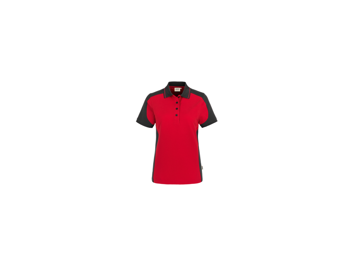 Damen-Poloshirt Contr. Perf. M rot/anth. - 50% Baumwolle, 50% Polyester, 200 g/m²