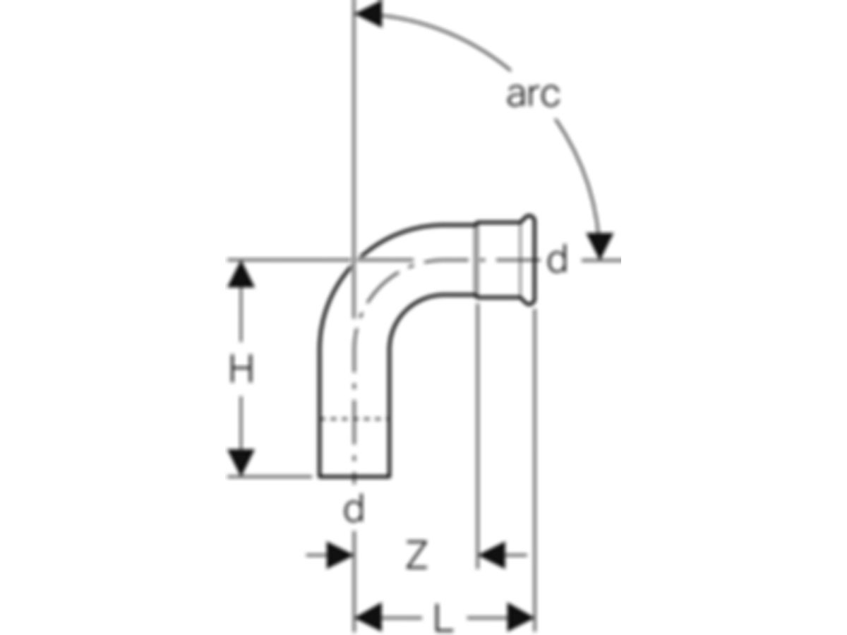 MPF-Einsteckbogen 90° San. 76.1 mm - Nr. 33309