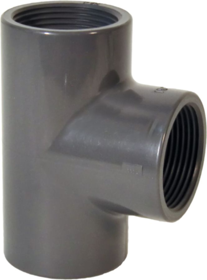 T 90° egal PVC-U metrisch - mit Zylindrischem Rohr IG Rp