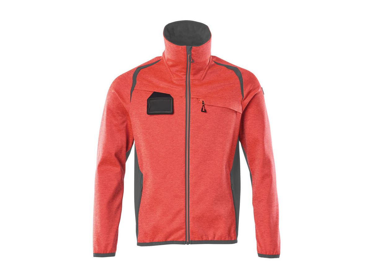 Fleecepullover mit Reissverschl. Gr. M - hi-vis rot/dunkelanthrazit 94%PES/6% EL