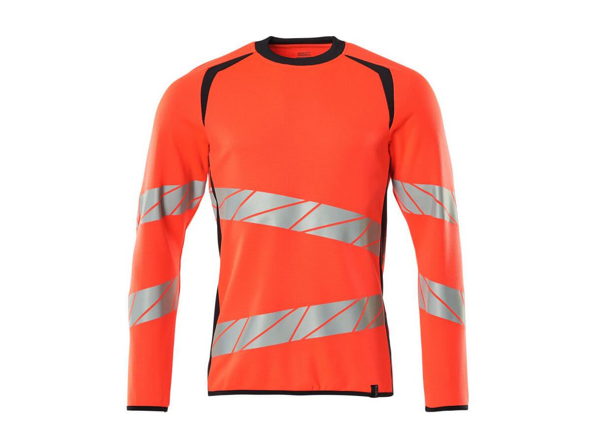 Sweatshirt Premium zweifarbig, Gr. LO - hi-vis rot/schwarzblau