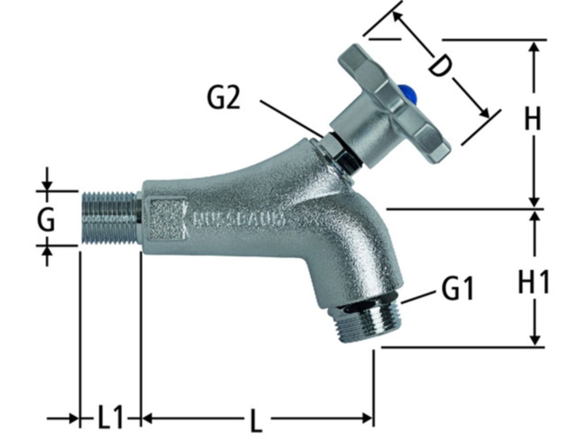 Garten-Auslaufventil mit Metall-Handrad - ohne Schlauchverschraubung Nr.41131