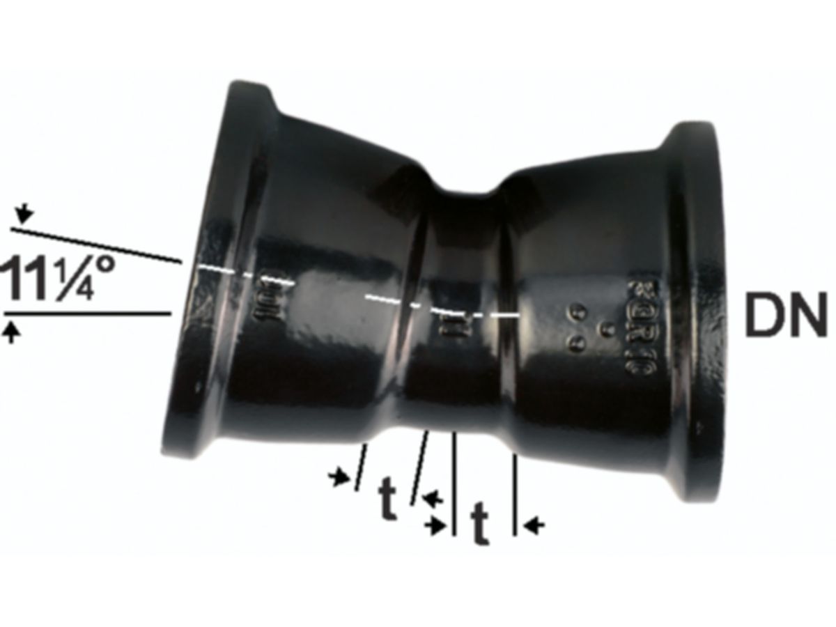 Hochdruckguss Bogen 11° 2 Steckmuffen - Fig. 2825A