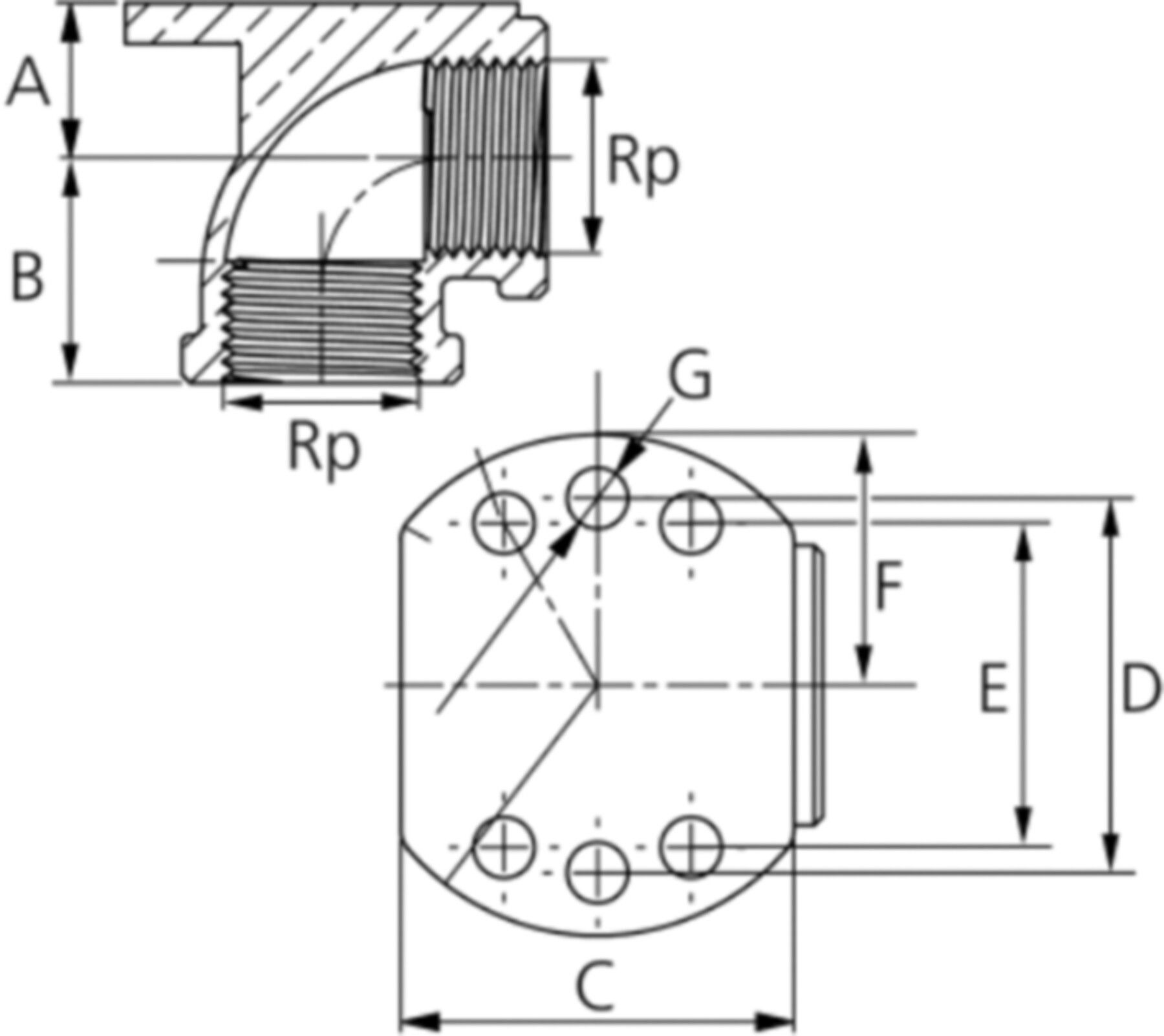 Winkel Rotguss 90° mit Flansch