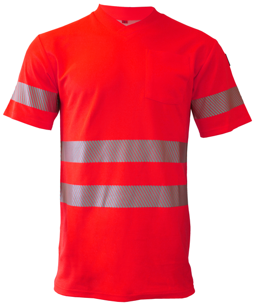 Bormio Säntis T-Shirt, Kurzarm UPF 40 - leuchtrot, mit Reflexstreifen